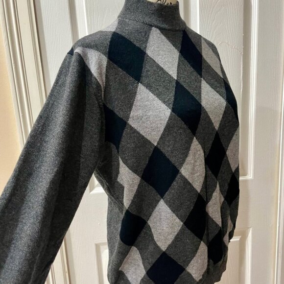 GAO YUN XIANG CASHMERE SWEATER SZ M GRANDPA ARGYLE MOCK NECK DARK ACADEMIA - Picture 14 of 16